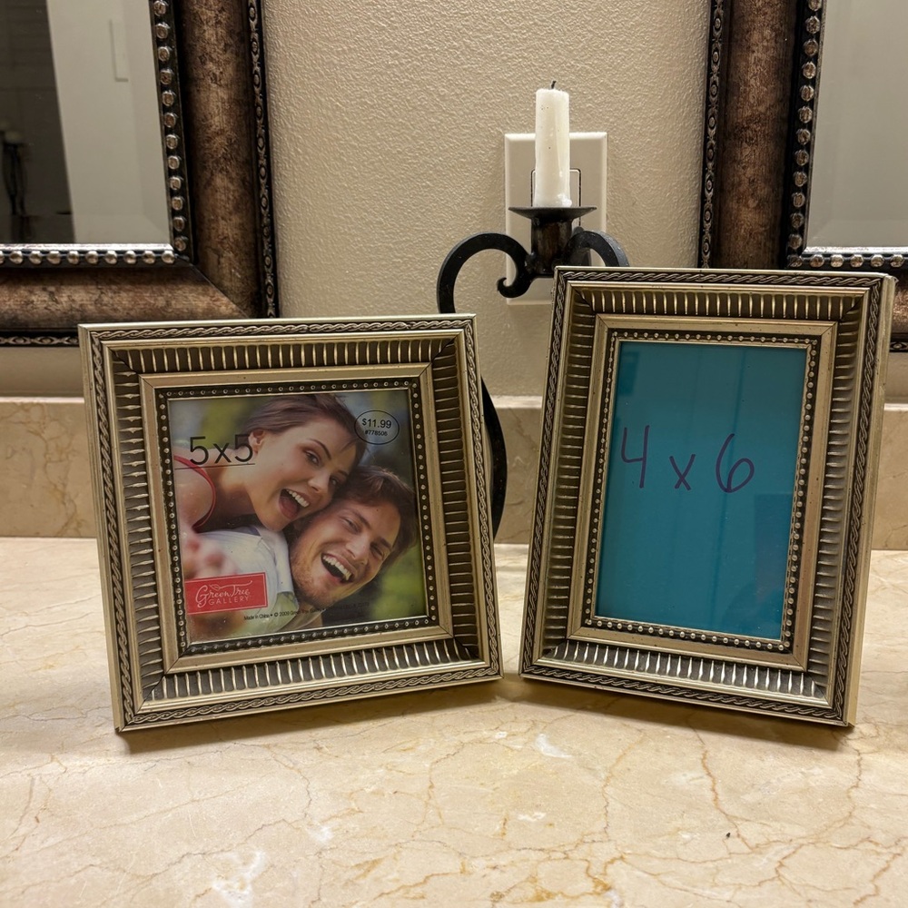 Matching Gold Picture Frame Set 5x5 and 4x6